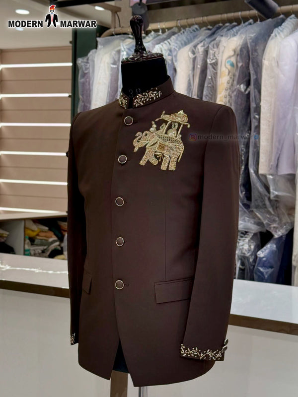 Men's Jodhpuri Elephant Logo Coat