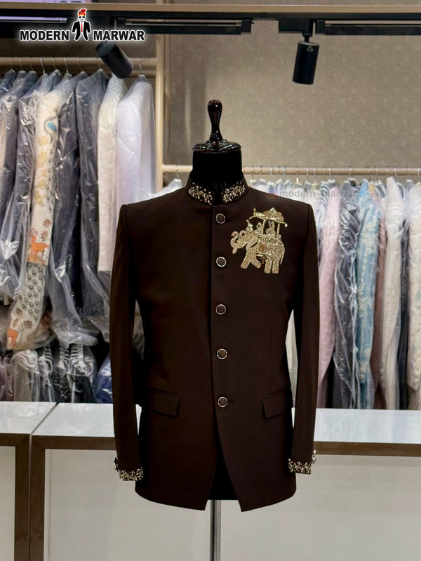 Men's Jodhpuri Elephant Logo Coat