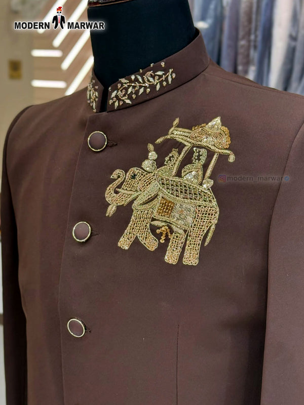 Men's Jodhpuri Elephant Logo Coat