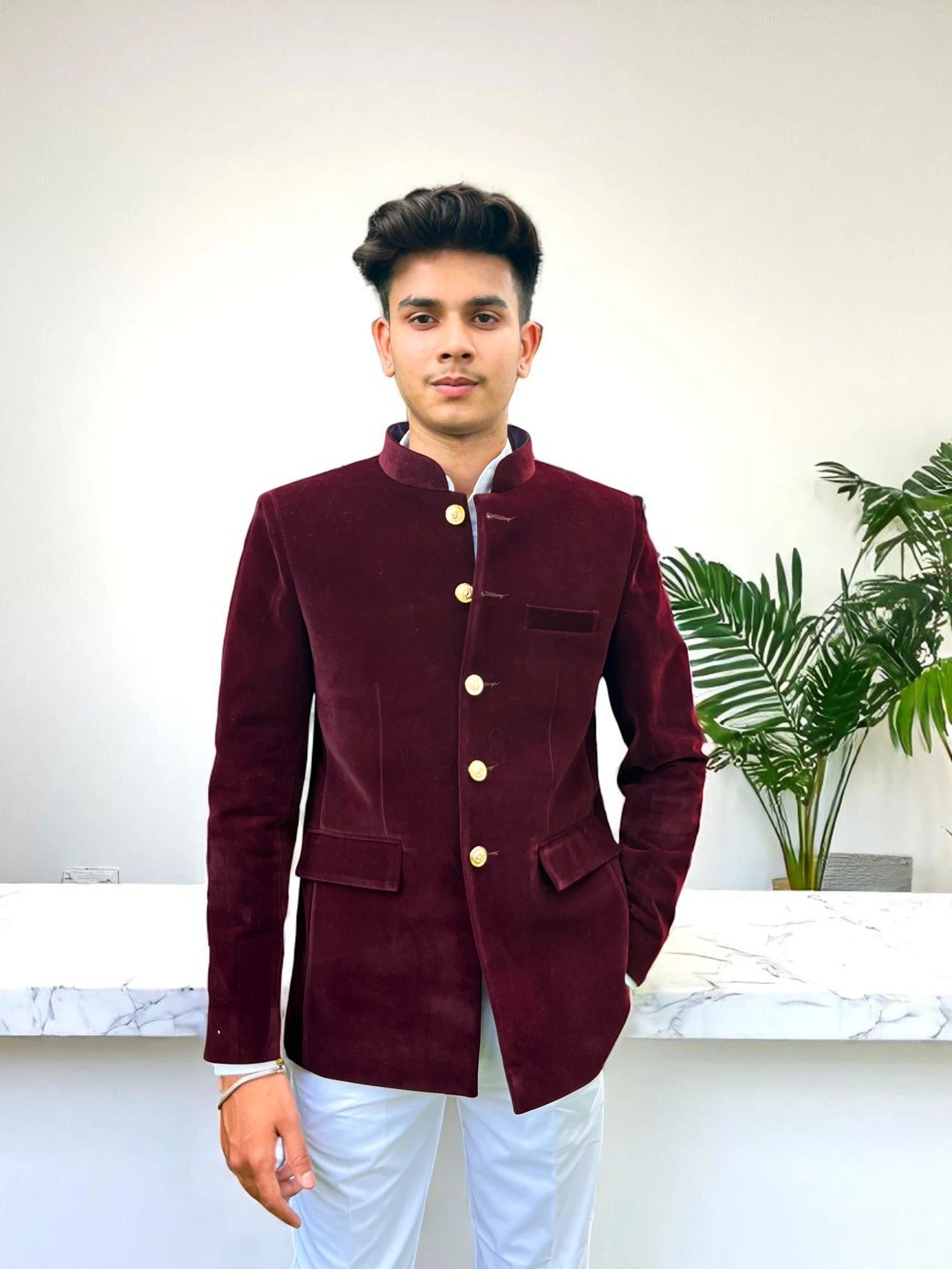 Hard Velvet Maroon Jodhpuri Suit – Modern Marwar