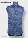 Men's designer koti jacket in blue with intricate patterns and a stylish collar for elegant occasions