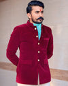 Hard Velvet Maroon Jodhpuri Suit