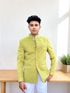 Velvet Olive Green Jodhpuri Suit