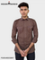 Brown linen shirt for men by Modern Marwar featuring a stylish design with shoulder patches and pockets