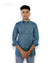 Modern Marwar casual blue linen shirt with buttoned pockets and rolled sleeves, perfect for everyday wear
