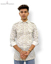 Modern Marwar casual white printed shirt with floral design and button-up style for a stylish look