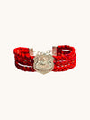 Chouhan logo bracelet and moli in red with silver emblem for a stylish accessory
