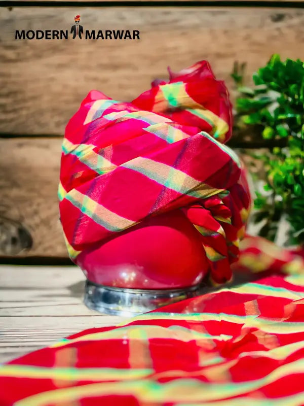 Colorful Indian turban with vibrant patterns, ideal for cultural events and festive occasions
