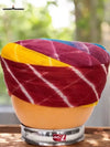 Men's cotton safa turban from MODERN MARWAR in vibrant maroon and yellow colors