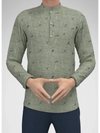Modern Marwar Designer Men's Kurta in Green with Intricate Floral Embroidery Detail