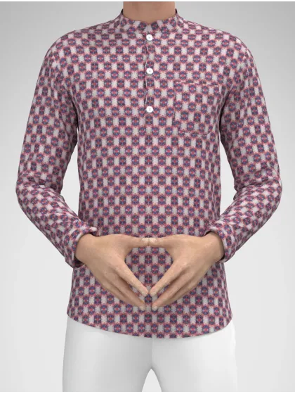 Modern Marwar designer men's kurta in checked pattern with long sleeves for casual and festive occasions