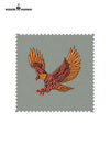 Eagle Logo Jodhpuri Suit fabric swatch featuring intricate eagle embroidery in vibrant colors