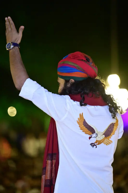 Modern Marwar eagle logo shirt featuring vibrant eagle embroidery on the back for a stylish look