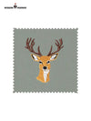 Embroidered deer logo coat suit fabric swatch in green with detailed deer design