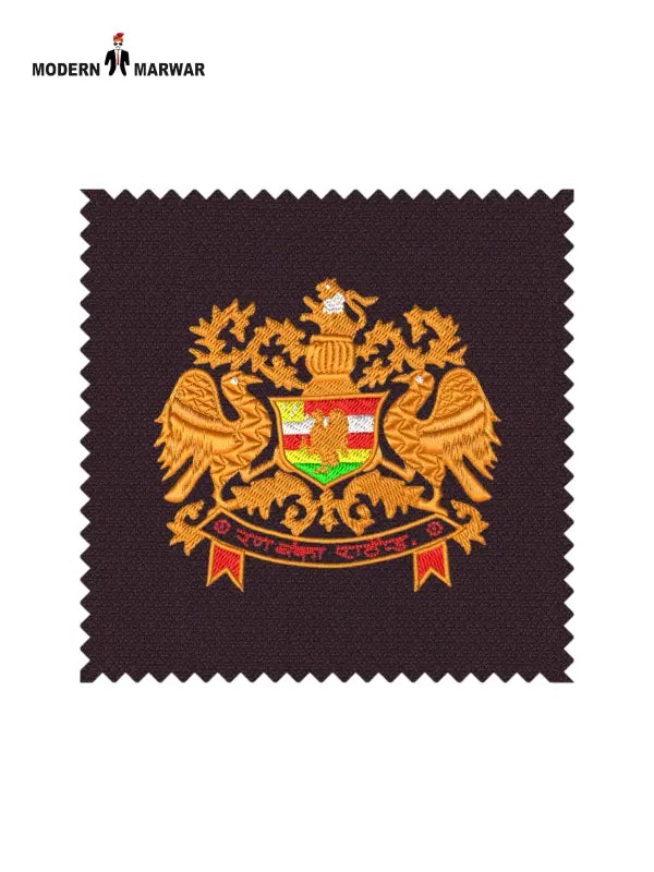 Embroidered logo Jodhpuri design featuring two majestic eagles and a vibrant coat of arms
