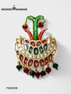 Traditional ethnic brooch for men featuring colorful enamel and hanging beads