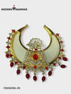 Elegant Modern Marwar ethnic brooch jewelry with intricate designs and vibrant red gemstones