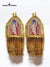 Pair of gold embroidered epaulettes featuring intricate designs and fringed edges for traditional attire
