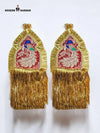 Golden Peacock Epaulettes by Modern Marwar with intricate detailing and fringed design