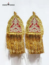 Golden Sherwani Accessories with Intricate Embroidery and Fringed Details for Traditional Attire
