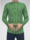 Men's Modern Marwar Green Kurta for Men with a Stylish Pattern and Round Neck Design