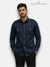M Shirt in Navy Blue Linen from SINGH, front view featuring Hunting Linen 4P-13-5019 design