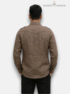 M Shirt in Brown Linen from SINGH, back view showcasing the Hunting Linen 4P-13-5019 Shirt design