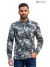 Camouflage SINGH Hunting Shirts-1309-7 in durable fabric, front view featuring multiple pockets