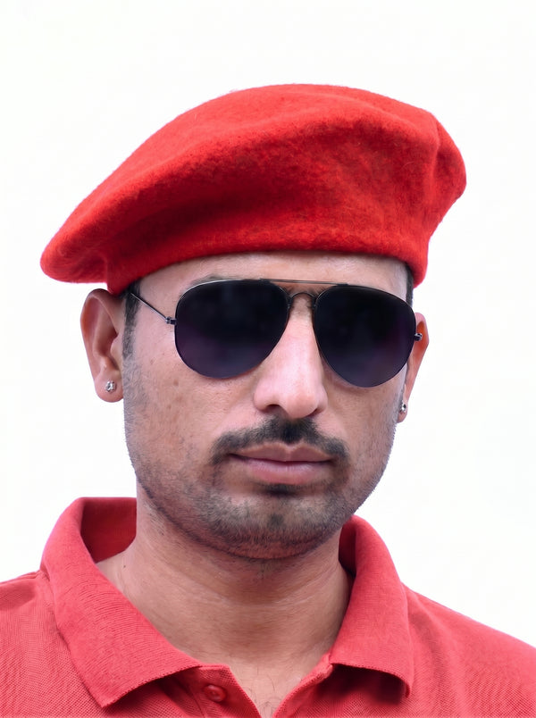 SINGH Modern Marwar Blue Beret Cap & Parmar Lobo Combo