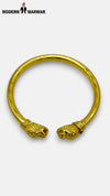 M HAND USE Gold Kada-1 with Intricate Lion Head Design from SINGH at a Side Angle
