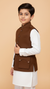 Brown K Nahru Jacket for kids featuring a gun pocket koti online Chotte Banna style for festive occasions