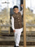 Stylish kids velvet koti in brown, paired with a white kurta and pants for festive occasions
