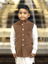 Stylish Kids velvet koti with button closure in brown for festive occasions and family gatherings
