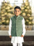 Stylish Kids Velvet Koti in Green with a Smart Collar and Button Closure for Special Occasions