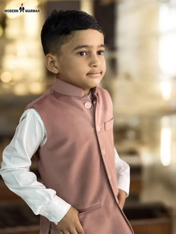 Stylish kids velvet koti in pink color, designed for boys with a sophisticated look