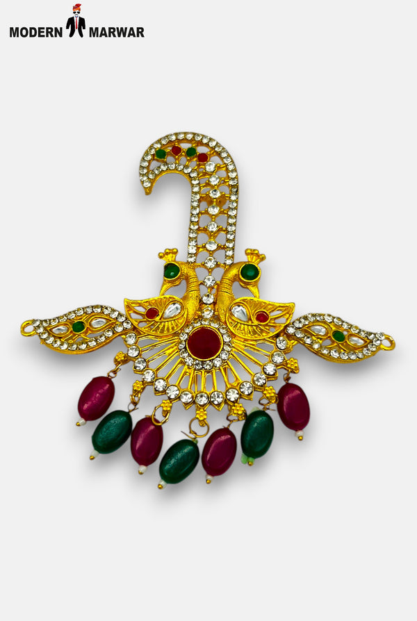M HAND USE gold and colorful gemstone brooch from SINGH, featuring the KILNGI-3101-33 design.