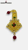 M Hand Use Gold Color KILNGI-3101-39 with Red and Green Stones at an angle