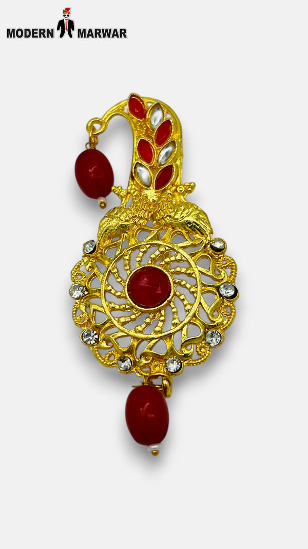 M Hand Use Gold Decorative KILNGI-3101-39 with Red Stones and Intricate Design