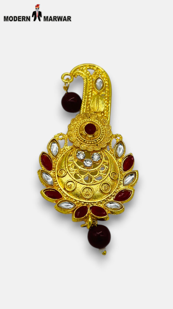 M HAND USE gold KILNGI-3101-39 with red and white stones, showcasing an elegant design