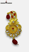 M Hands Use Gold Plated Pendant with Red and White Stones KILNGI-3101-39