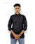 Modern Marwar linen black shirt for men with front pockets and a stylish design