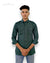 Modern Marwar linen casual shirt men's in dark green with buttoned pockets and long sleeves