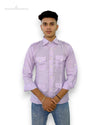 Modern Marwar Purple Linen Shirt for Men with Stylish Pockets and Buttoned Cuffs