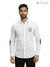 Men's White Cotton Shirt at Front Angle with SINGH Logo Shirt S-25-5042-LION