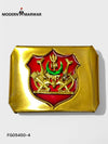 Gold Luxury Belt Clip by Modern Marwar with intricate design and vibrant red accents