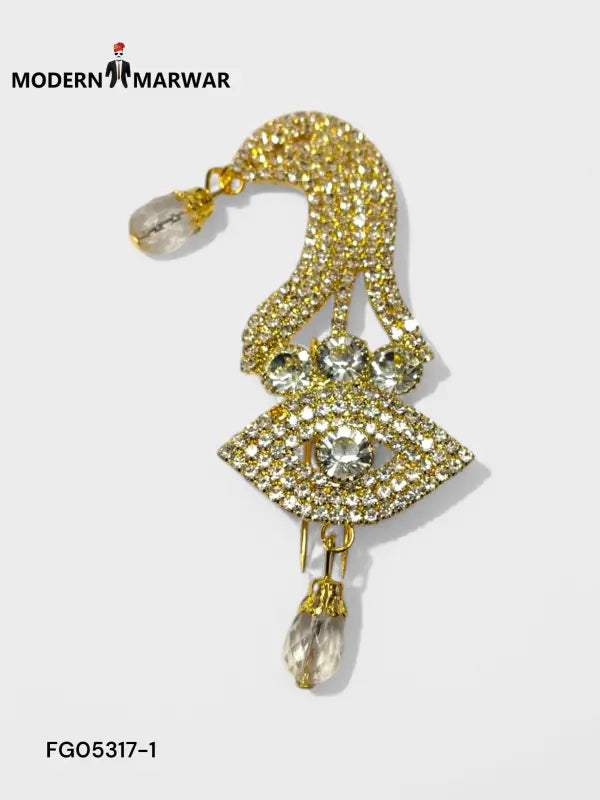 Gold luxury men's brooch adorned with sparkling rhinestones and elegant design for formal occasions