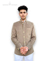 Modern Marwar luxury men's velvet coat in beige with elegant buttons and a stylish cut