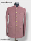 Modern Marwar luxury men's velvet coat in pink with gold buttons and a stylish mandarin collar