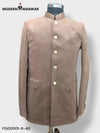 Luxury men's velvet coat in a stylish brown hue with elegant gold buttons and a modern design