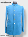 Luxury men's velvet coat in blue by Modern Marwar with elegant button details and a stylish design